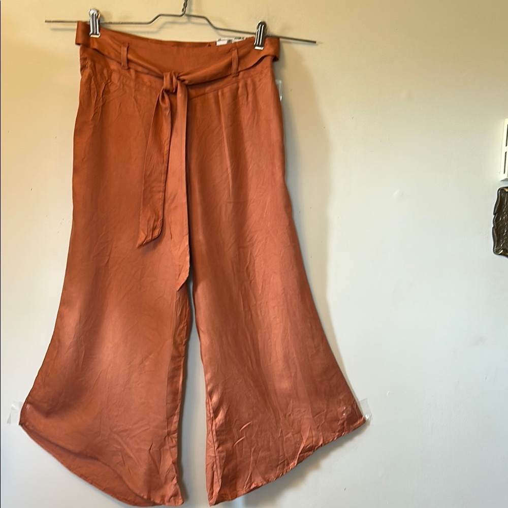 Rewash Terracotta 100% rayon wide leg pants high rise waist smocked back size M